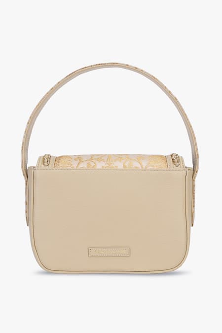 Tan & Loom Ivory Banarasi Brocade Box Bag 