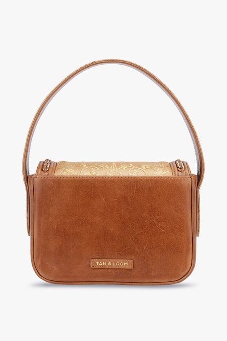 Tan & Loom Gold & Tan Brown Woven Box Bag 