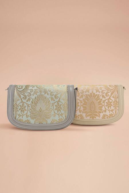 Buy_Tan & Loom_Blue Embroidery Floral Bloom Woven Clutch Bag _Online_at_Aza_Fashions