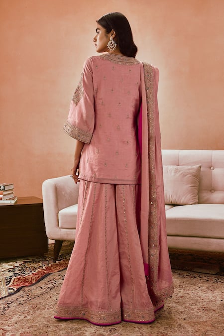 Punit Balana Dusky Pink Applique Embroidered Kurta Set 