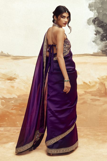 Punit Balana Marodi Embroidered Purple Saree & Blouse 