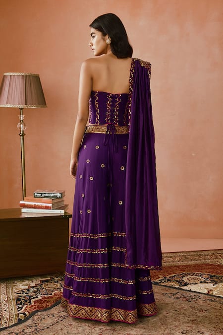 Punit Balana Thread & Coin Embroidered Corset Sharara Set 