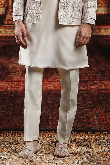 Asuka Ivory Silk Pearls, Sequins Embroidered Bandhgala Kurta Pyjama Set Online at Aza Fashions Asuka_Ivory Silk Pearls, Sequins Embroidered Bandhgala Kurta Pyjama Set _Online_at_Aza_Fashions