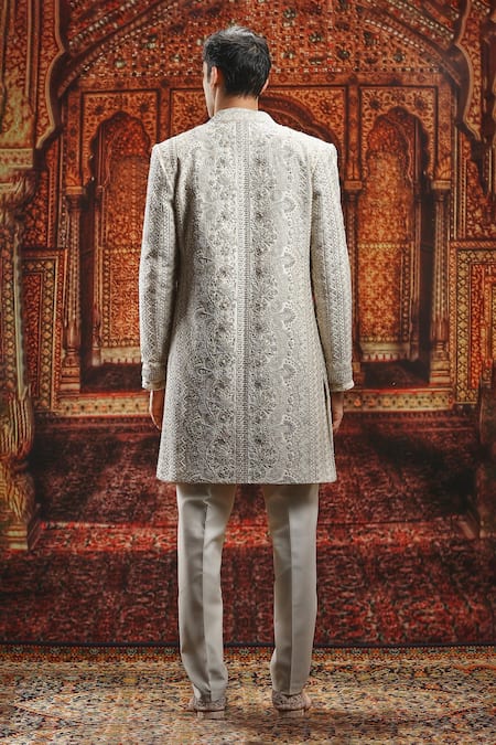 Asuka Silk Geometric Embroidered Sherwani Set 