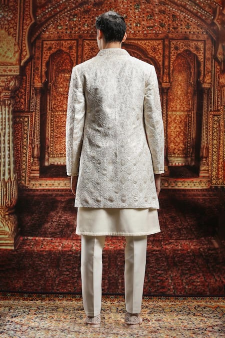 Asuka Embroidered Zari Open Sherwani & Kurta Set 