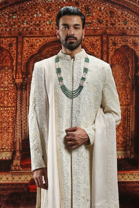 Asuka Floral Vine Embroidered Sherwani Set 