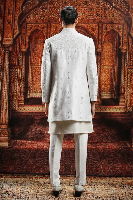 Asuka Embroidered Ivory Sherwani Pyjama Set 