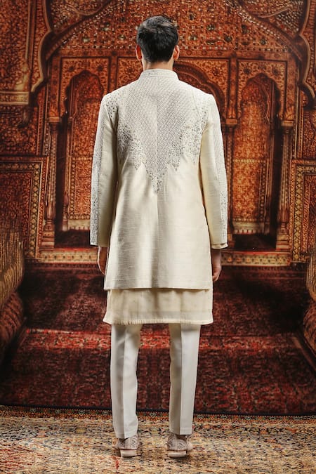 Asuka Embroidered Ivory Sherwani Pyjama Set 