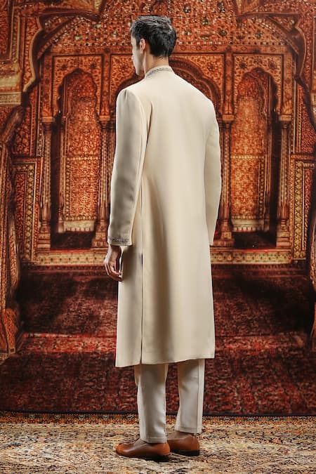 Asuka Beige Chanderi Silk Sherwani Set 