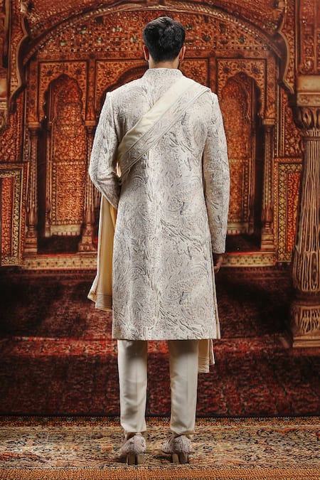 Asuka Embroidered Beige Sherwani Set 