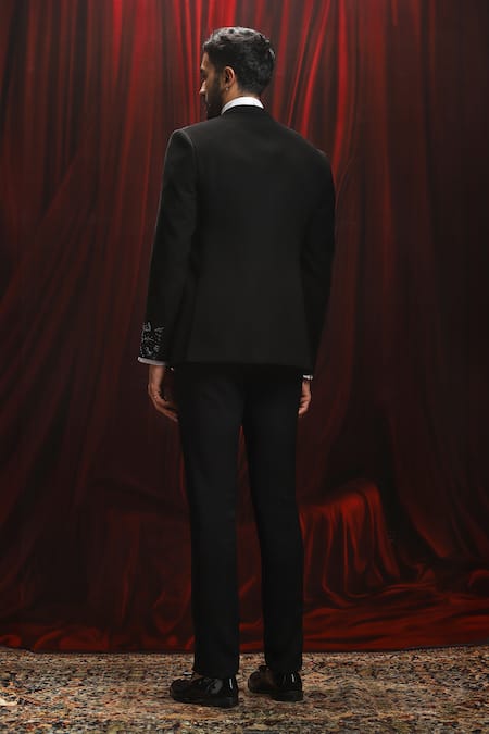 Asuka Black Velvet 3D Metal Embellished Tuxedo Set 