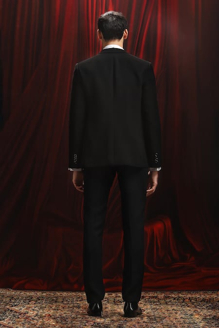 Asuka Embroidered Black Tuxedo & Trouser Set 