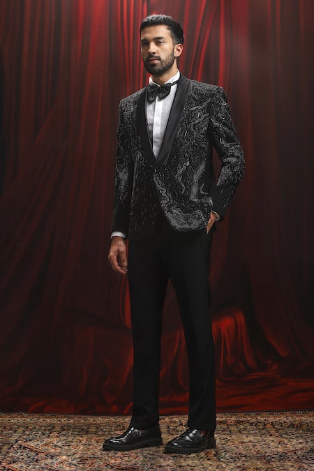 Asuka Embroidered Velvet Tuxedo & Trouser Set 