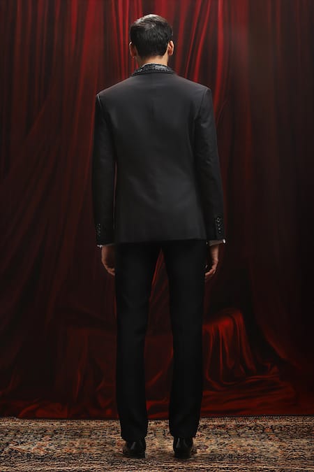 Asuka Black Panel Embroidered Tuxedo Set 