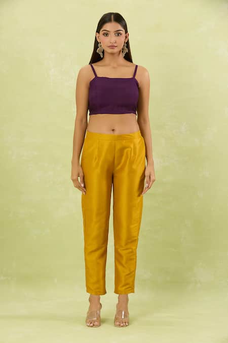 Samyukta Singhania Yellow Silk Lace, Embroidery Plunge Neck Contrast Hand Embellished Kaftan Set Online at Aza Fashions Samyukta Singhania_Yellow Silk Lace, Embroidery Plunge Neck Contrast Hand Embellished Kaftan Set _Online_at_Aza_Fashions