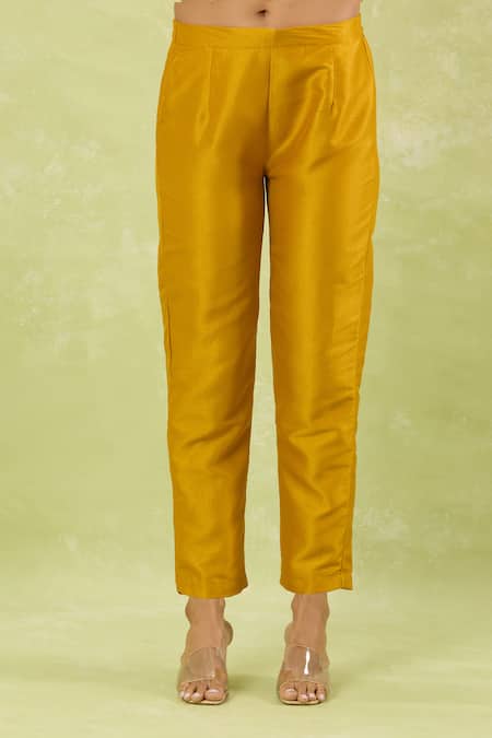 Buy Samyukta Singhania Yellow Silk Lace, Embroidery Plunge Neck Contrast Hand Embellished Kaftan Set Online at Aza Fashions Buy_Samyukta Singhania_Yellow Silk Lace, Embroidery Plunge Neck Contrast Hand Embellished Kaftan Set _Online_at_Aza_Fashions