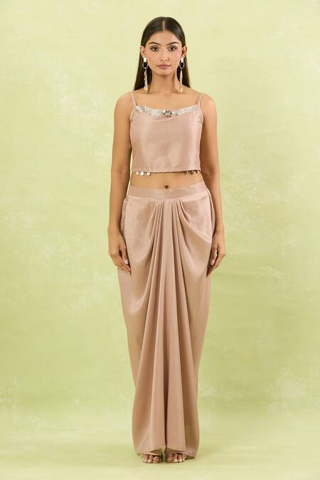 Samyukta Singhania_Purple Silk Hand Embellished Cape And Pant Set_Online_at_Aza_Fashions