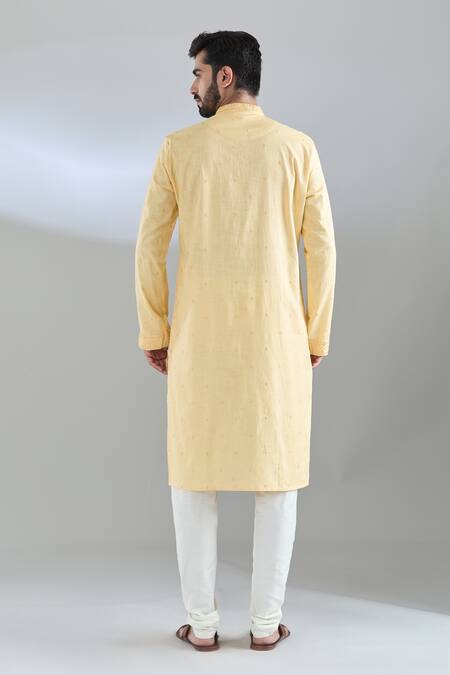 Shop Arihant Rai Sinha Gold Polyester, Cotton Mirrors, Embroidery Butti Kurta Set at Aza Fashions Shop_Arihant Rai Sinha_Gold Polyester, Cotton Mirrors, Embroidery Butti Kurta Set_at_Aza_Fashions