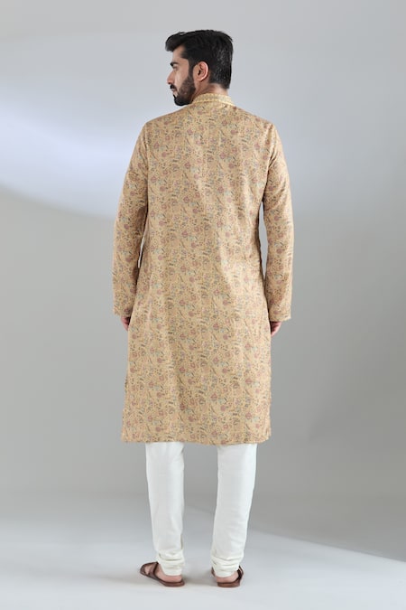 Shop Arihant Rai Sinha Yellow Polyester, Cotton Floral Print Kurta Set at Aza Fashions Shop_Arihant Rai Sinha_Yellow Polyester, Cotton Floral Print Kurta Set _at_Aza_Fashions