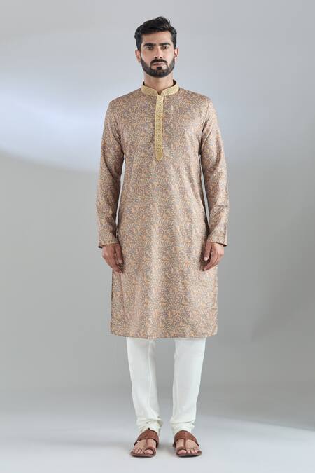 Arihant Rai Sinha Yellow Polyester, Cotton Paisley Bloom Print Kurta Set at Aza Fashions Arihant Rai Sinha_Yellow Polyester, Cotton Paisley Bloom Print Kurta Set _at_Aza_Fashions