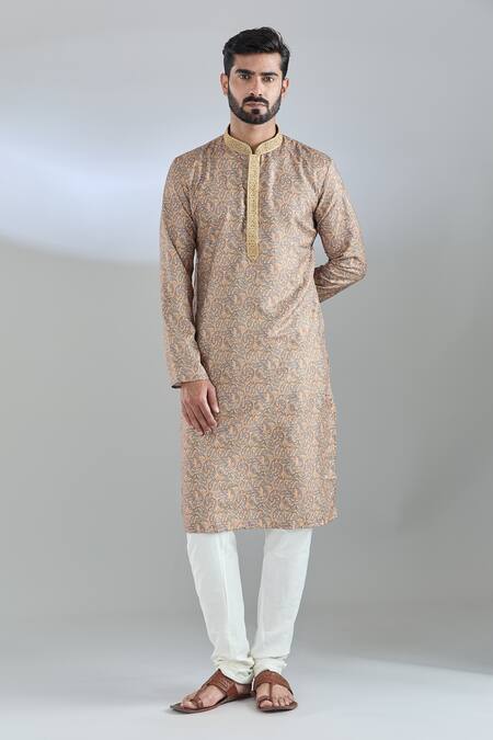 Buy Arihant Rai Sinha Yellow Polyester, Cotton Paisley Bloom Print Kurta Set Buy_Arihant Rai Sinha_Yellow Polyester, Cotton Paisley Bloom Print Kurta Set