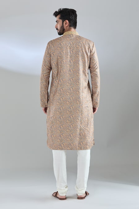 Shop Arihant Rai Sinha Yellow Polyester, Cotton Paisley Bloom Print Kurta Set at Aza Fashions Shop_Arihant Rai Sinha_Yellow Polyester, Cotton Paisley Bloom Print Kurta Set _at_Aza_Fashions