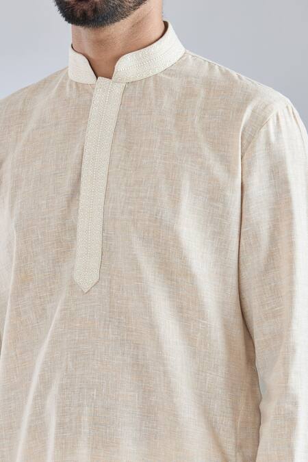 Buy Arihant Rai Sinha Beige Polyester, Cotton Textured Kurta With Churidar Buy_Arihant Rai Sinha_Beige Polyester, Cotton Textured Kurta With Churidar