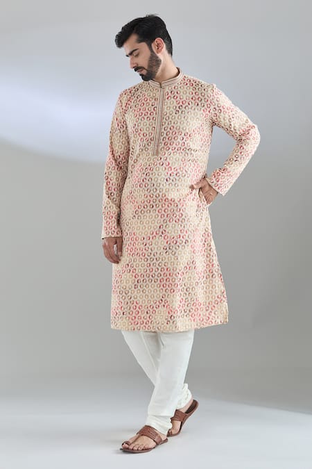 Arihant Rai Sinha_Multi Color Cotton, Polyester Embroidery Kurta Set _at_Aza_Fashions