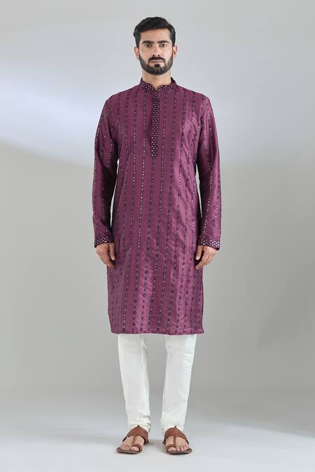 Arihant Rai Sinha Purple Polyester, Cotton Mirrors, Sequins Embroidered Kurta Set Online at Aza Fashions Arihant Rai Sinha_Purple Polyester, Cotton Mirrors, Sequins Embroidered Kurta Set _Online_at_Aza_Fashions