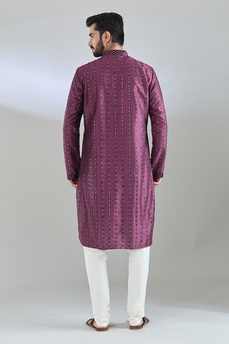 Shop Arihant Rai Sinha Purple Polyester, Cotton Mirrors, Sequins Embroidered Kurta Set at Aza Fashions Shop_Arihant Rai Sinha_Purple Polyester, Cotton Mirrors, Sequins Embroidered Kurta Set _at_Aza_Fashions