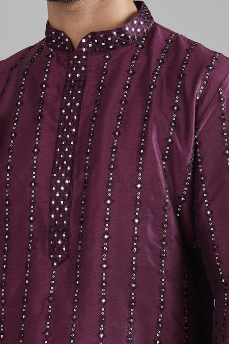 Arihant Rai Sinha Purple Polyester, Cotton Mirrors, Sequins Embroidered Kurta Set at Aza Fashions Arihant Rai Sinha_Purple Polyester, Cotton Mirrors, Sequins Embroidered Kurta Set _at_Aza_Fashions