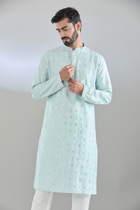 Arihant Rai Sinha Blue Polyester Mirrors, Sequins Embroidered Kurta And Churidar Online at Aza Fashions Arihant Rai Sinha_Blue Polyester Mirrors, Sequins Embroidered Kurta And Churidar _Online_at_Aza_Fashions