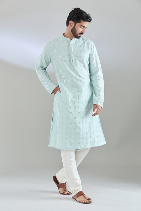 Shop Arihant Rai Sinha Blue Polyester Mirrors, Sequins Embroidered Kurta And Churidar Online at Aza Fashions Shop_Arihant Rai Sinha_Blue Polyester Mirrors, Sequins Embroidered Kurta And Churidar _Online_at_Aza_Fashions