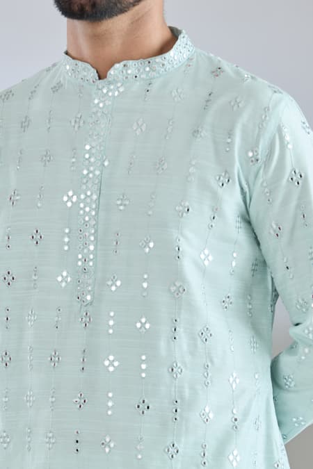 Arihant Rai Sinha Blue Polyester Mirrors, Sequins Embroidered Kurta And Churidar at Aza Fashions Arihant Rai Sinha_Blue Polyester Mirrors, Sequins Embroidered Kurta And Churidar _at_Aza_Fashions