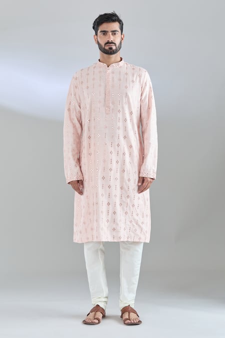 Arihant Rai Sinha Pink Polyester Sequins, Embroidery Kurta With Churidar Online at Aza Fashions Arihant Rai Sinha_Pink Polyester Sequins, Embroidery Kurta With Churidar _Online_at_Aza_Fashions
