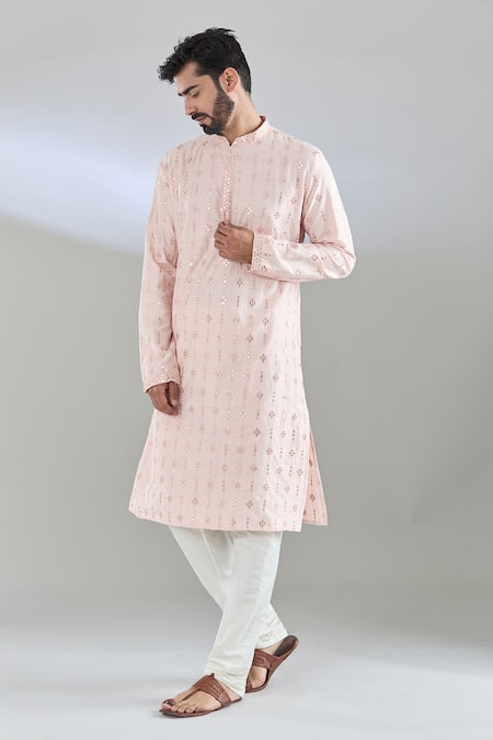 Buy Arihant Rai Sinha Pink Polyester Sequins, Embroidery Kurta With Churidar Online at Aza Fashions Buy_Arihant Rai Sinha_Pink Polyester Sequins, Embroidery Kurta With Churidar _Online_at_Aza_Fashions