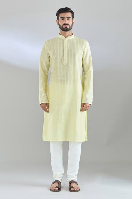 Buy_Arihant Rai Sinha_Yellow Polyester Embroidery Pintucked Kurta Set 