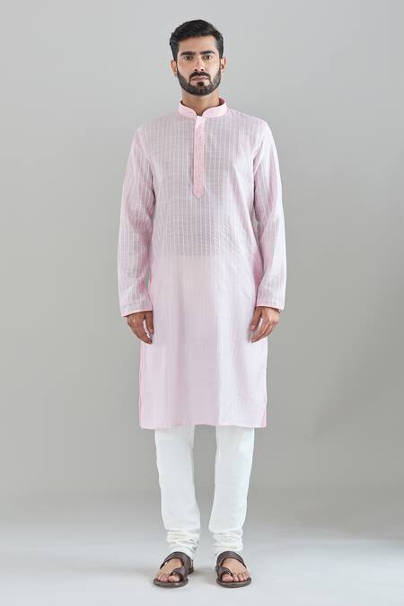 Arihant Rai Sinha Pink Polyester Embroidery Pintucked Baby Kurta Set Online at Aza Fashions Arihant Rai Sinha_Pink Polyester Embroidery Pintucked Baby Kurta Set _Online_at_Aza_Fashions