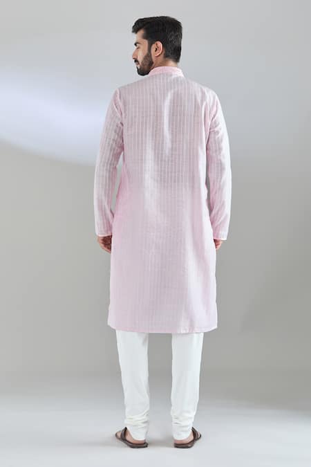 Shop Arihant Rai Sinha Pink Polyester Embroidery Pintucked Baby Kurta Set at Aza Fashions Shop_Arihant Rai Sinha_Pink Polyester Embroidery Pintucked Baby Kurta Set _at_Aza_Fashions