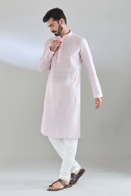 Shop Arihant Rai Sinha Pink Polyester Embroidery Pintucked Baby Kurta Set Online at Aza Fashions Shop_Arihant Rai Sinha_Pink Polyester Embroidery Pintucked Baby Kurta Set _Online_at_Aza_Fashions