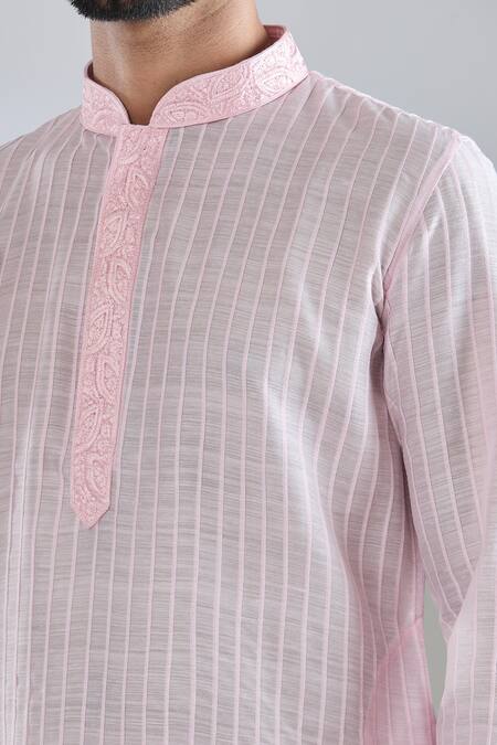 Arihant Rai Sinha Pink Polyester Embroidery Pintucked Baby Kurta Set at Aza Fashions Arihant Rai Sinha_Pink Polyester Embroidery Pintucked Baby Kurta Set _at_Aza_Fashions