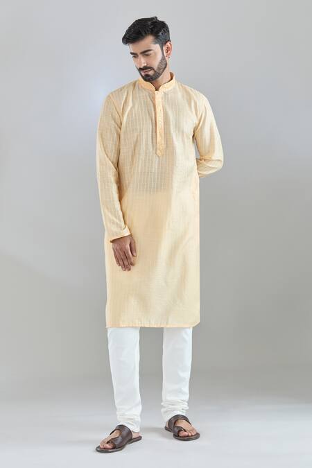 Shop Arihant Rai Sinha Beige Polyester Embroidery Pintucked Kurta Set Online at Aza Fashions Shop_Arihant Rai Sinha_Beige Polyester Embroidery Pintucked Kurta Set _Online_at_Aza_Fashions