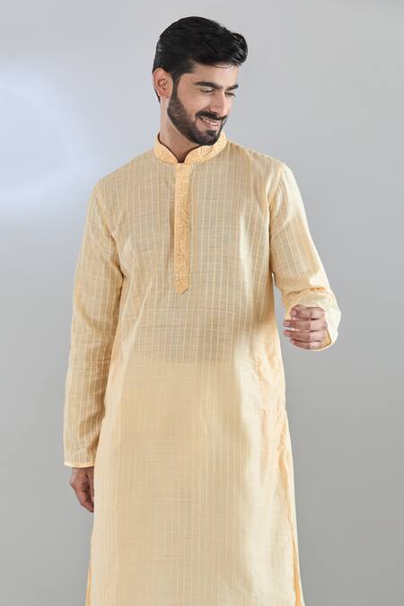 Arihant Rai Sinha Beige Polyester Embroidery Pintucked Kurta Set at Aza Fashions Arihant Rai Sinha_Beige Polyester Embroidery Pintucked Kurta Set _at_Aza_Fashions