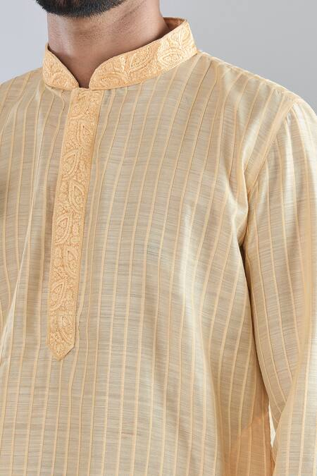 Buy Arihant Rai Sinha Beige Polyester Embroidery Pintucked Kurta Set Buy_Arihant Rai Sinha_Beige Polyester Embroidery Pintucked Kurta Set