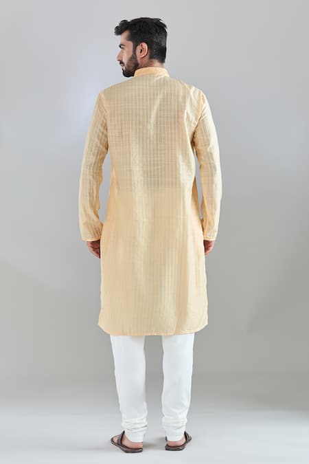 Shop Arihant Rai Sinha Beige Polyester Embroidery Pintucked Kurta Set at Aza Fashions Shop_Arihant Rai Sinha_Beige Polyester Embroidery Pintucked Kurta Set _at_Aza_Fashions