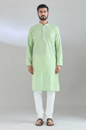 Arihant Rai Sinha Green Polyester, Cotton Embroidery Crest Kurta Set Online at Aza Fashions Arihant Rai Sinha_Green Polyester, Cotton Embroidery Crest Kurta Set _Online_at_Aza_Fashions