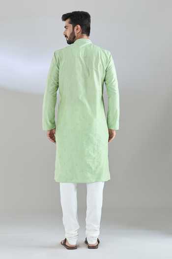 Shop Arihant Rai Sinha Green Polyester, Cotton Embroidery Crest Kurta Set at Aza Fashions Shop_Arihant Rai Sinha_Green Polyester, Cotton Embroidery Crest Kurta Set _at_Aza_Fashions