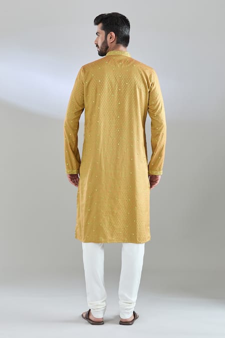 Shop_Arihant Rai Sinha_Green Polyester, Polyamide Mirrors Jaal Embroidered Kurta Set _at_Aza_Fashions