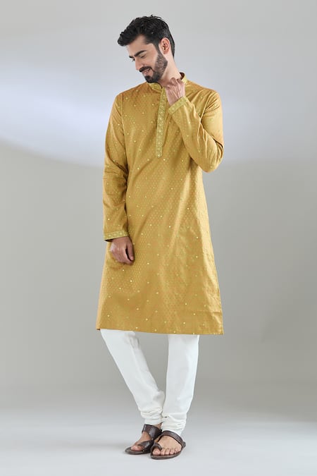 Arihant Rai Sinha_Green Polyester, Polyamide Mirrors Jaal Embroidered Kurta Set _at_Aza_Fashions