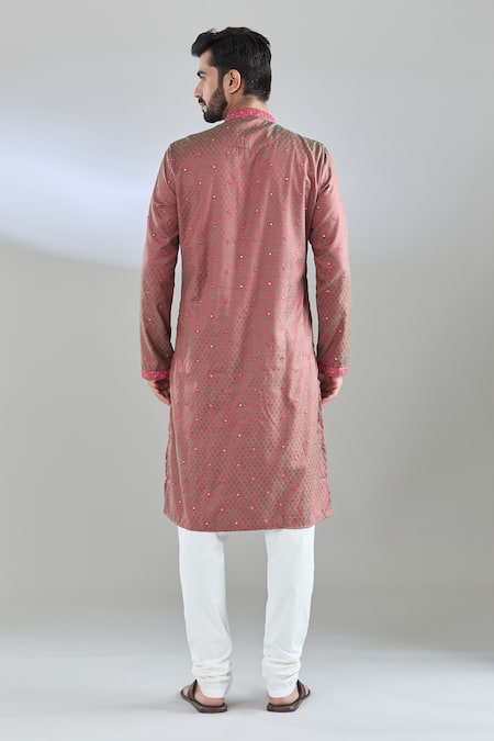 Shop Arihant Rai Sinha Wine Polyester Mirrors Embroidered Kurta Set at Aza Fashions Shop_Arihant Rai Sinha_Wine Polyester Mirrors Embroidered Kurta Set _at_Aza_Fashions